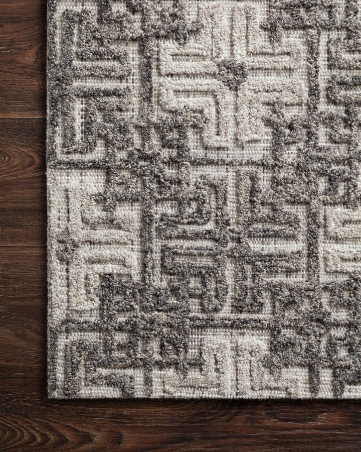 EHREN 01 TEXTURED WOOL RUG: CHARCOAL, FOG