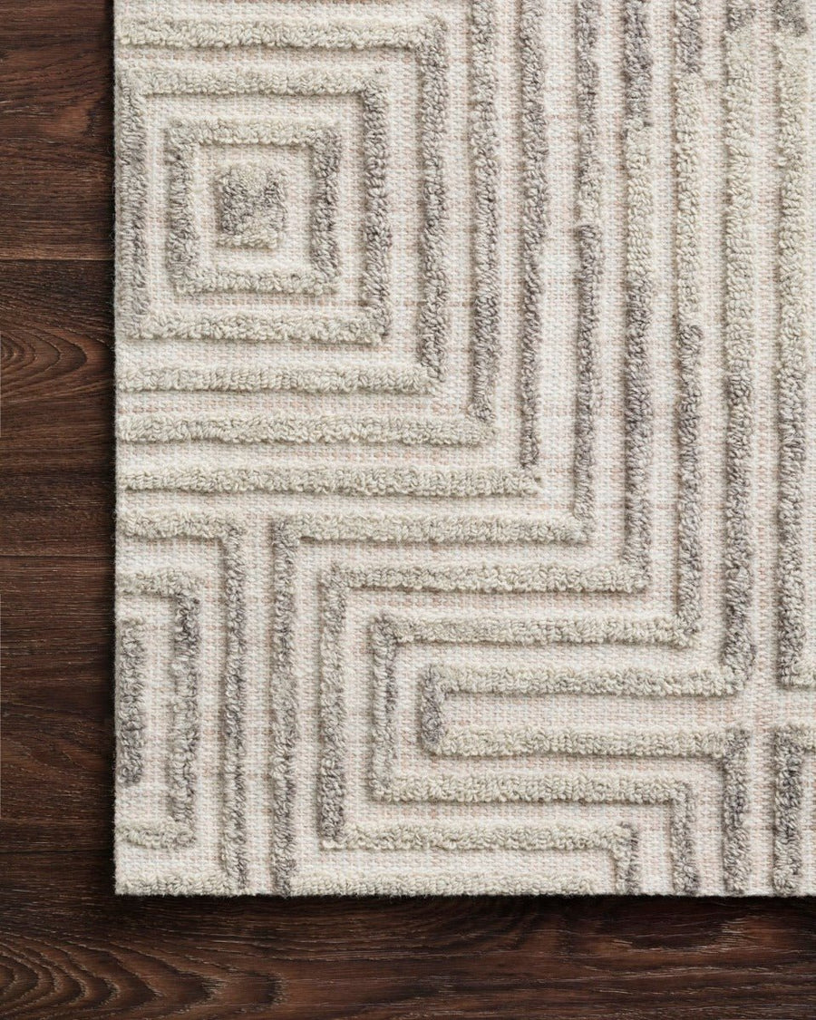 EHREN 02 TEXTURED WOOL RUG: IVORY, SILVER