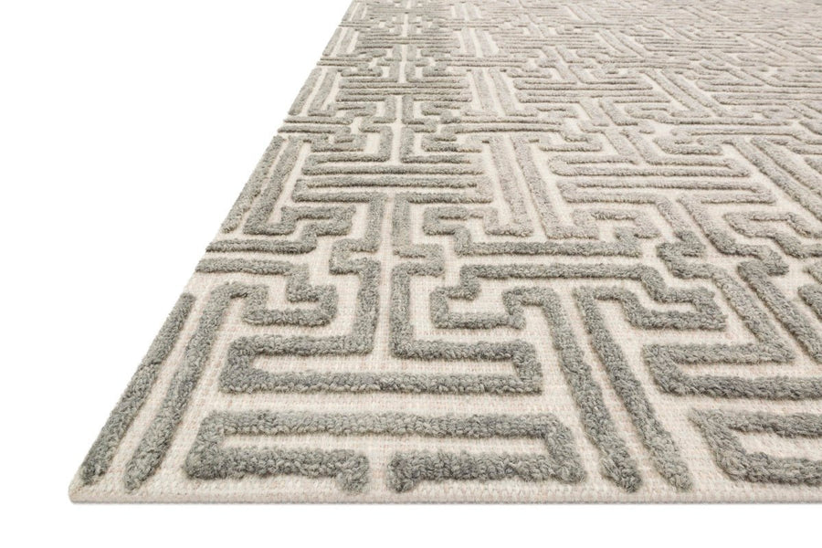 EHREN 03 TEXTURED WOOL RUG: IVORY, STONE