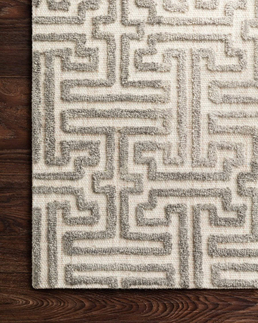 EHREN 03 TEXTURED WOOL RUG: IVORY, STONE