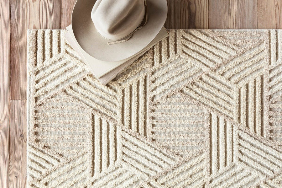 EHREN 04 TEXTURED WOOL RUG: IVORY, OATMEAL