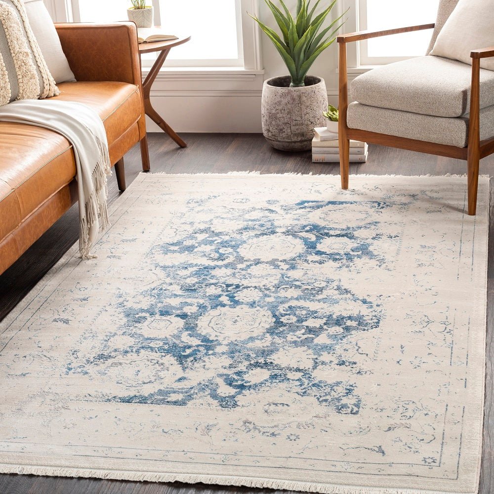 EILENA RUG: CREAM, INDIGO