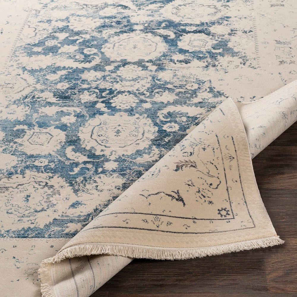 EILENA RUG: CREAM, INDIGO