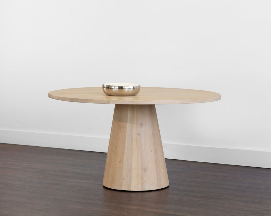 ELINA 54"ROUND DINING TABLE - LIGHT OAK - FRONT VIEW