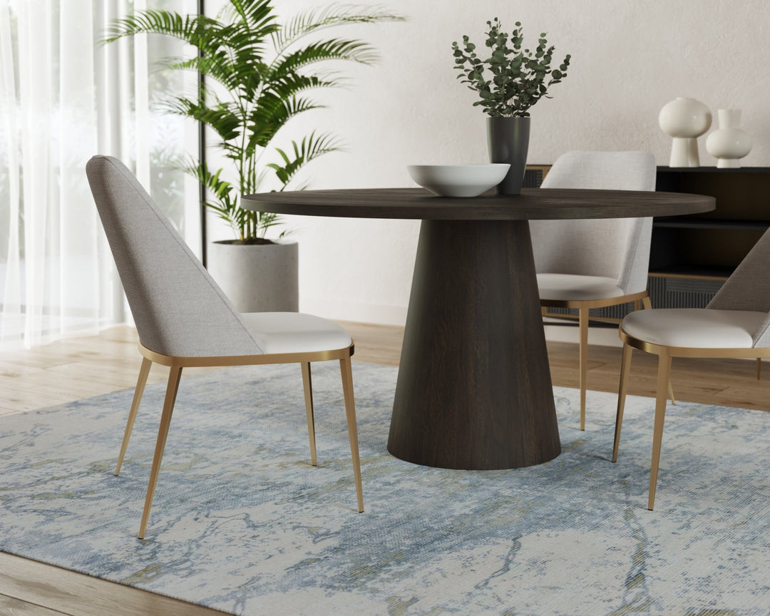 ELINA 54"ROUND DINING TABLE - DARK BROWN - FRONT VIEW