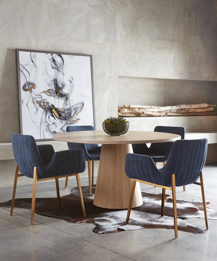 ELINA 54"ROUND DINING TABLE - LIGHT OAK - FRONT VIEW