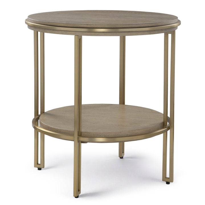 ELISE LIGHT OAK & BRUSHED BRASS END TABLE