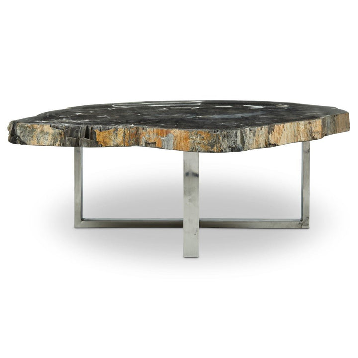 ELIZA PETRIFIED WOOD COFFEE TABLE: DARK