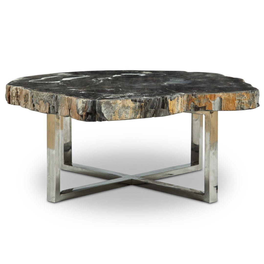 ELIZA PETRIFIED WOOD COFFEE TABLE: DARK