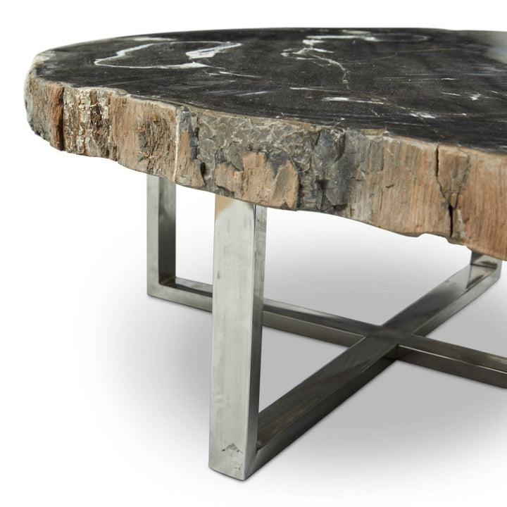 ELIZA PETRIFIED WOOD COFFEE TABLE: DARK