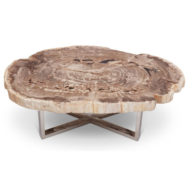 ELIZA PETRIFIED WOOD COFFEE TABLE: LIGHT