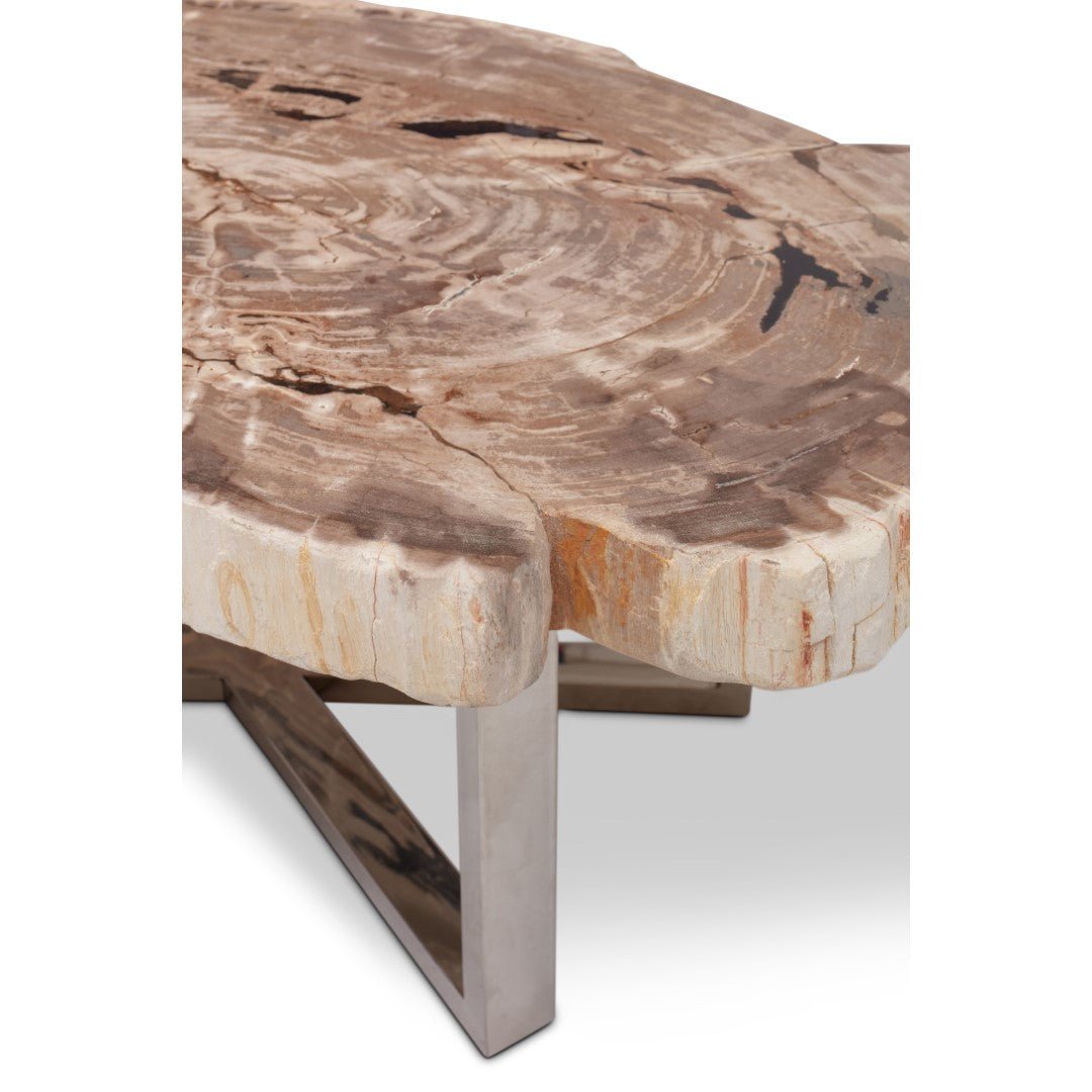 ELIZA PETRIFIED WOOD COFFEE TABLE: LIGHT