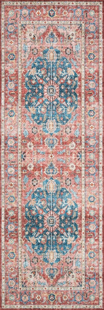 ELLIE VINTAGE PRINT RUG: BRICK, OCEAN