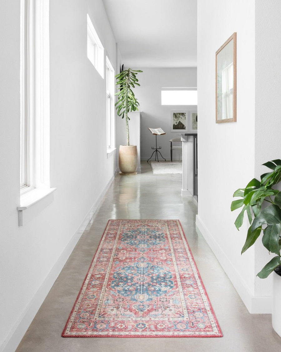 ELLIE VINTAGE PRINT RUG: BRICK, OCEAN