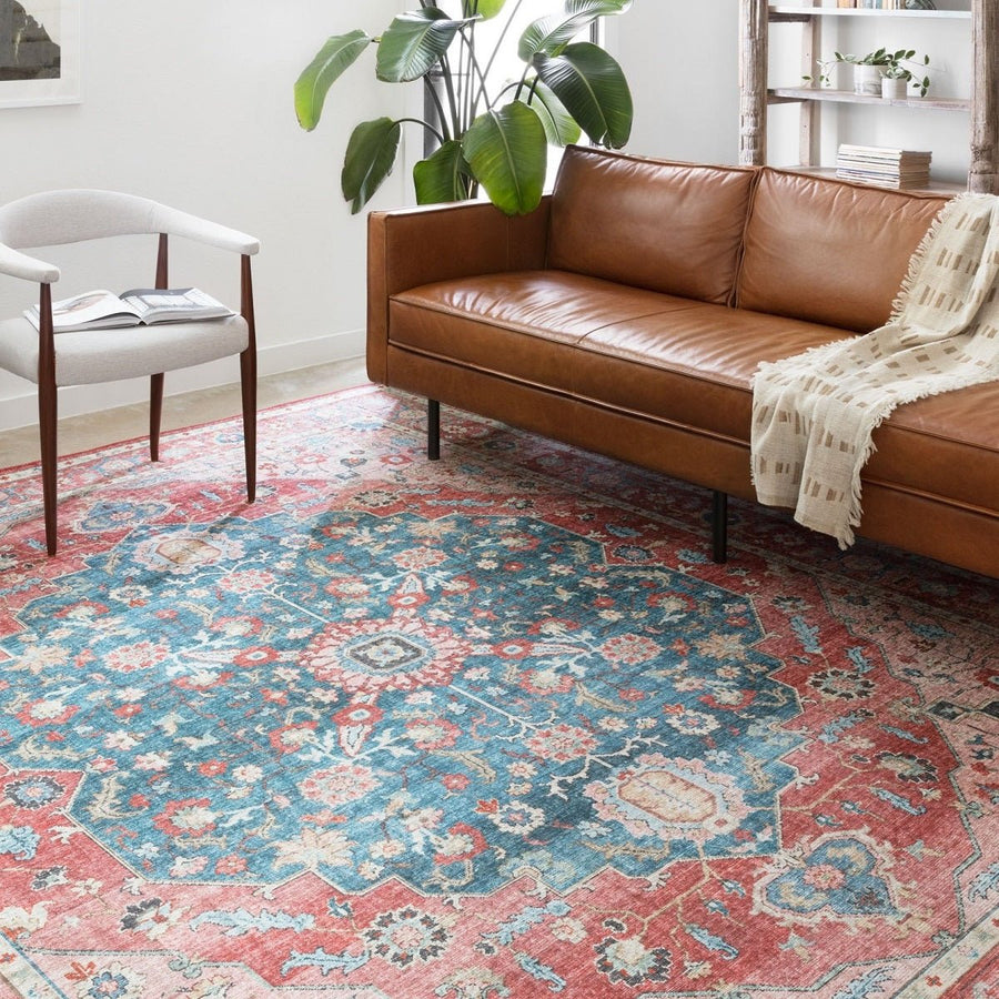 ELLIE VINTAGE PRINT RUG: BRICK, OCEAN