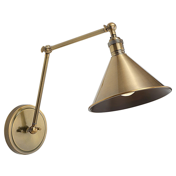 ELLIS ADJUSTABLE ARM WALL SCONCE: ANTIQUE BRASS