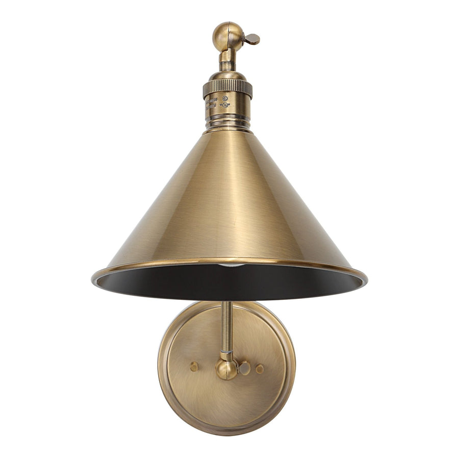 ELLIS ADJUSTABLE ARM WALL SCONCE: ANTIQUE BRASS