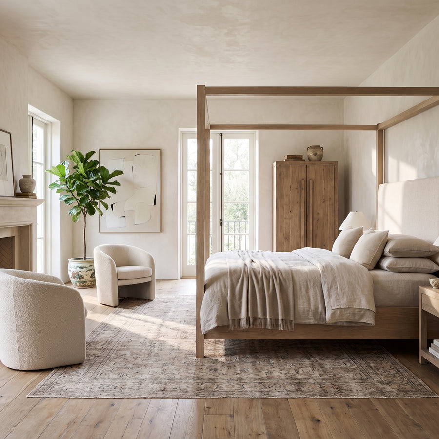 ELLIS CANOPY BED: LIGHT WARM WASH
