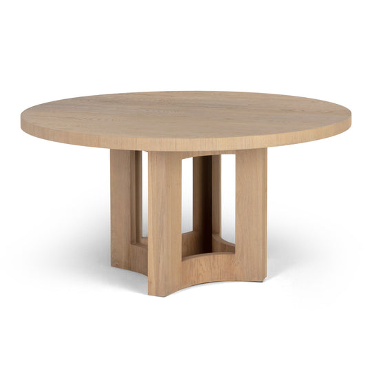 ELMA 60"RD NATURAL OAK DINING TABLE - FRONT VIEW