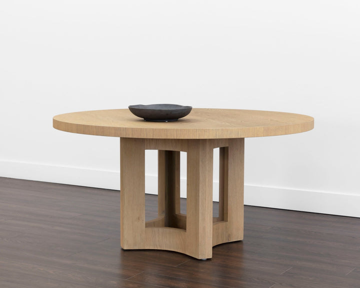 ELMA 60"RD NATURAL OAK DINING TABLE - FRONT VIEW