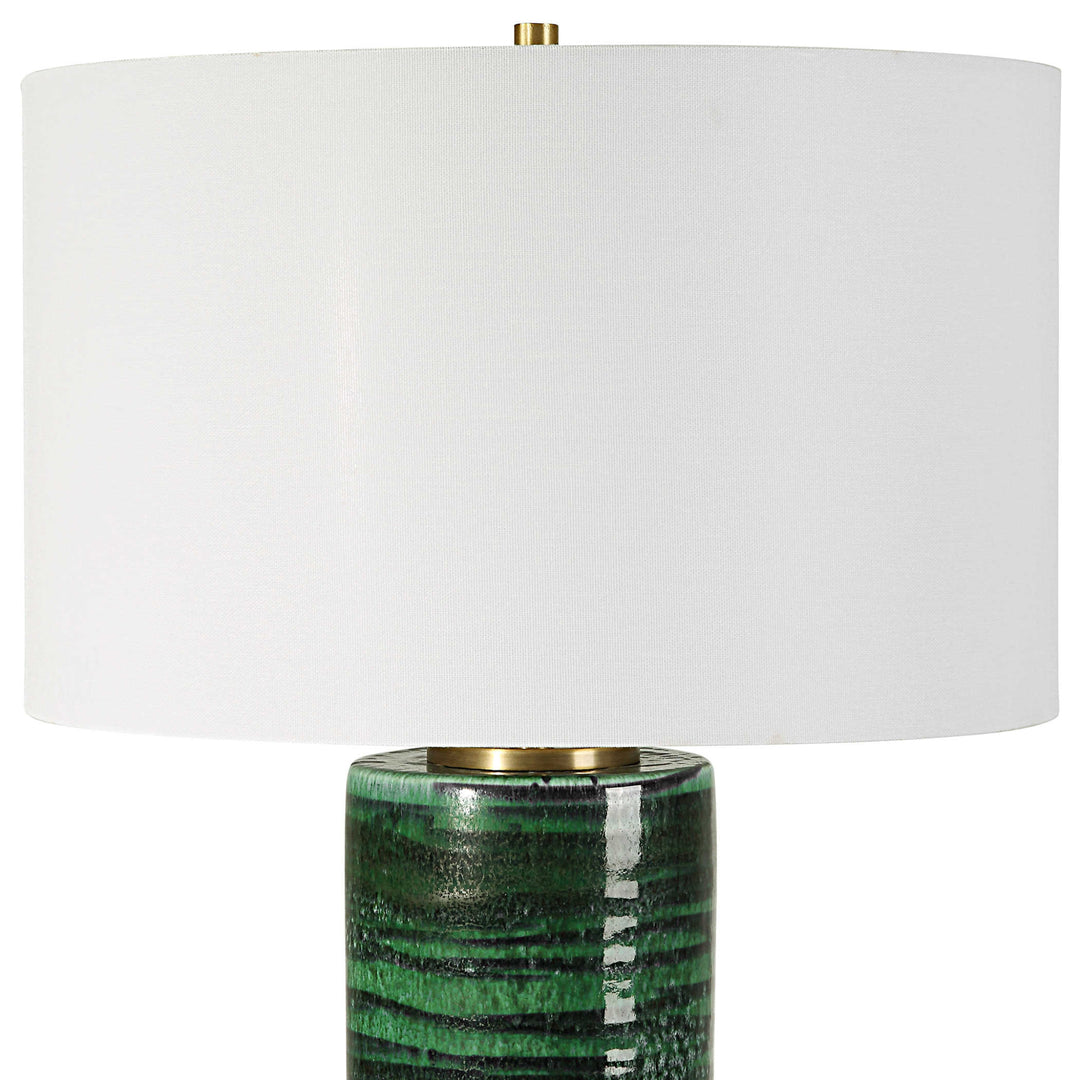 EMERALD GLAZED CERAMIC TABLE LAMP