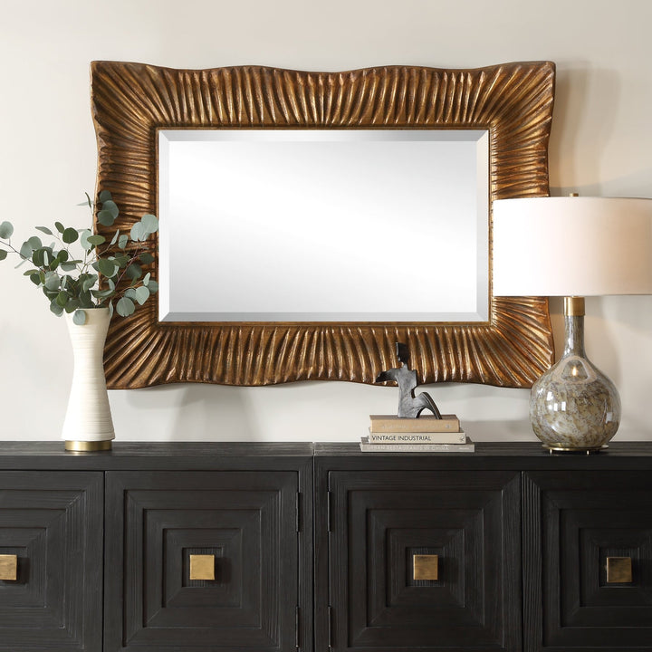 EMERSON SCALLOPED ANTIQUE GOLD MIRROR