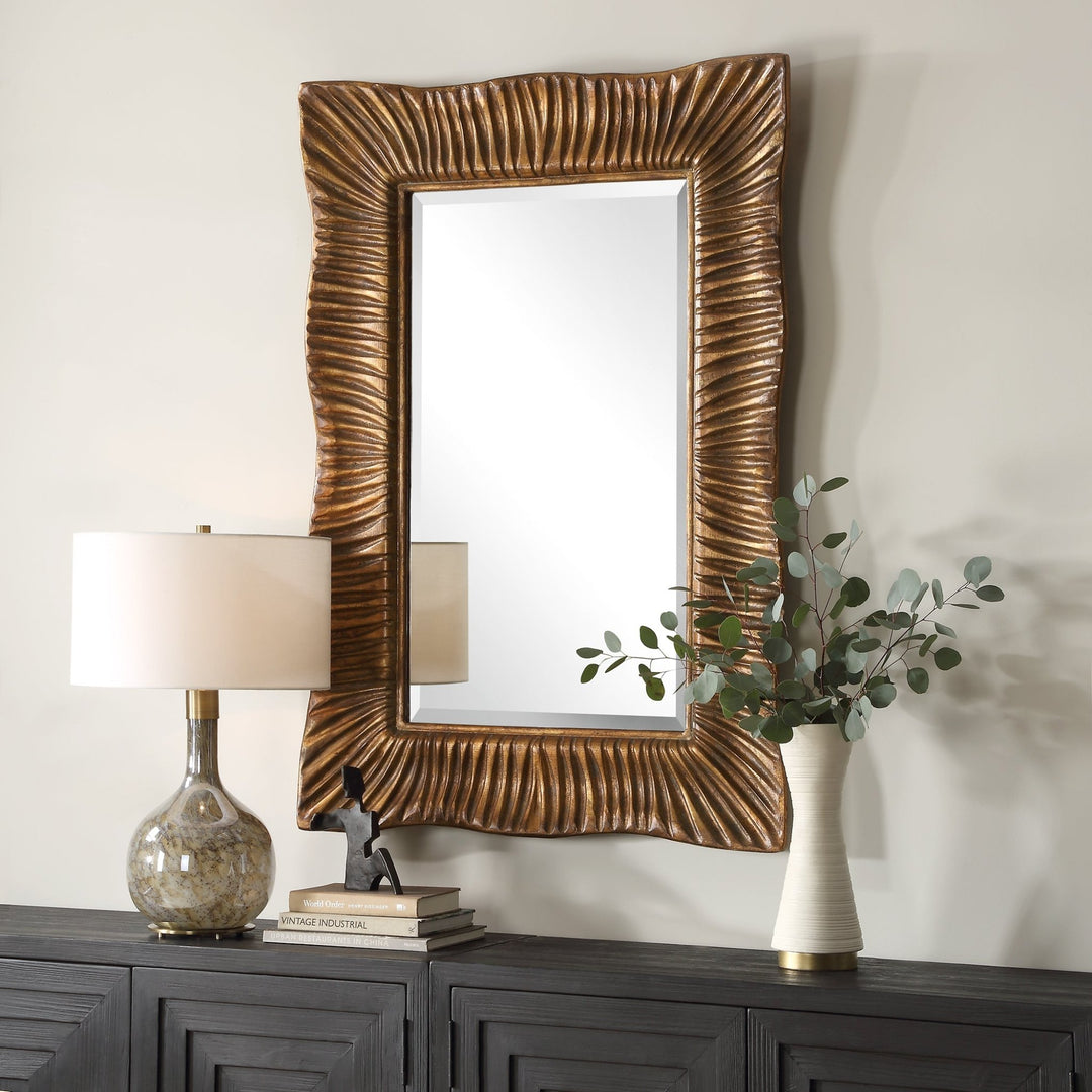 EMERSON SCALLOPED ANTIQUE GOLD MIRROR