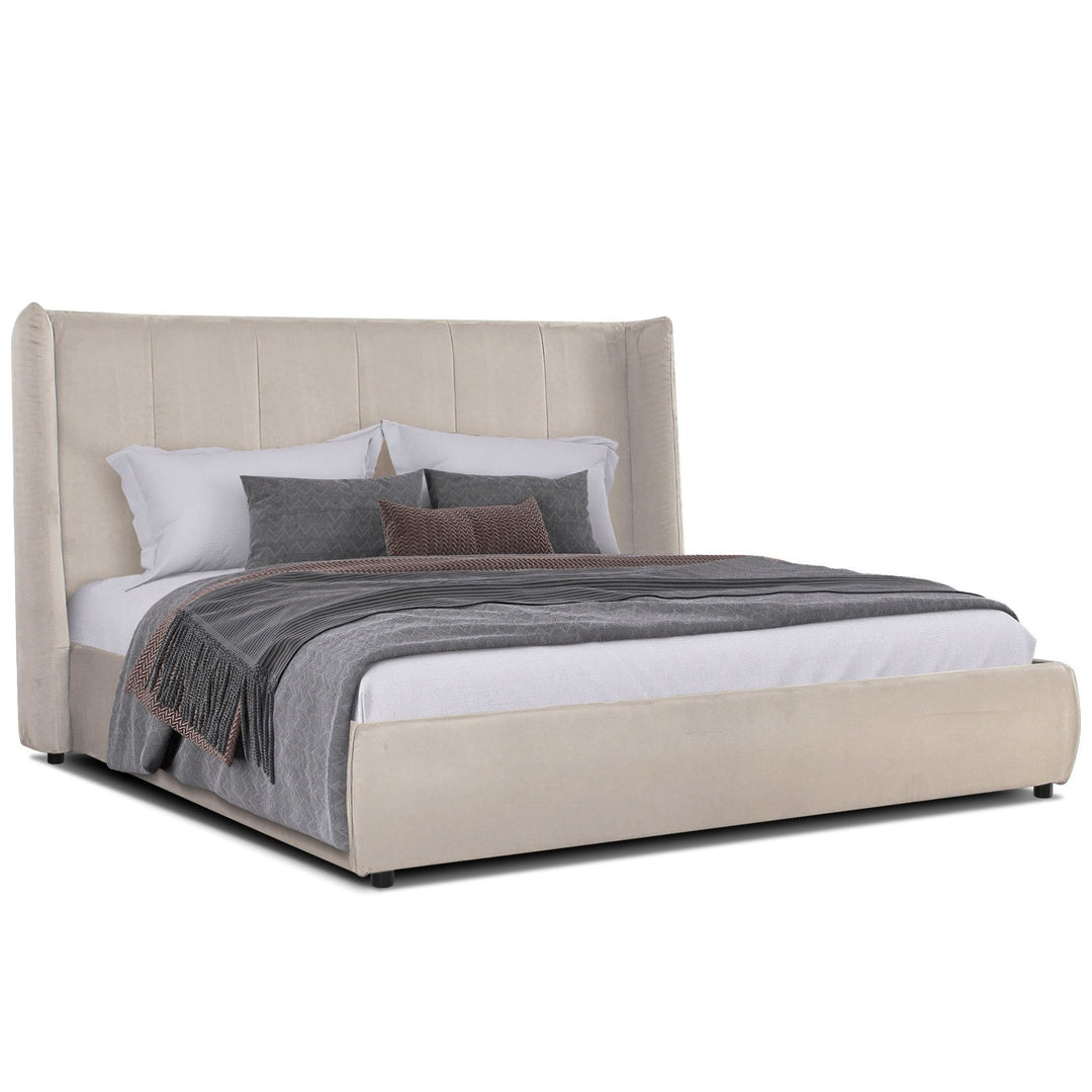 EMILIA BEIGE VELVET BED