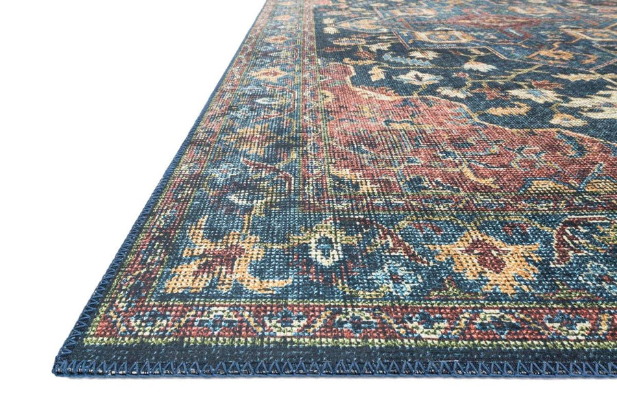 EMILIO VINTAGE PRINT RUG: DENIM, BRICK MULTI