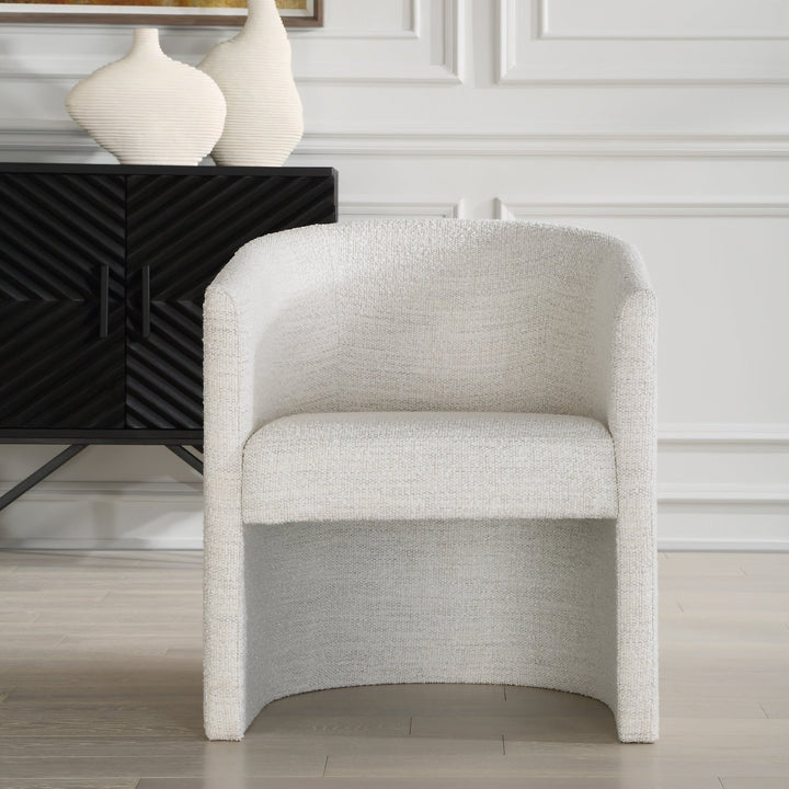 ENCOMPASS WHITE BOUCLE DINING CHAIR