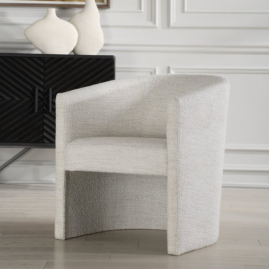 ENCOMPASS WHITE BOUCLE DINING CHAIR