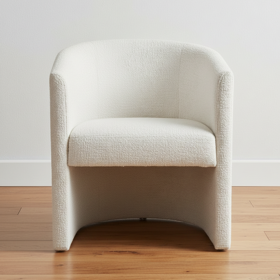 ENCOMPASS WHITE BOUCLE DINING CHAIR