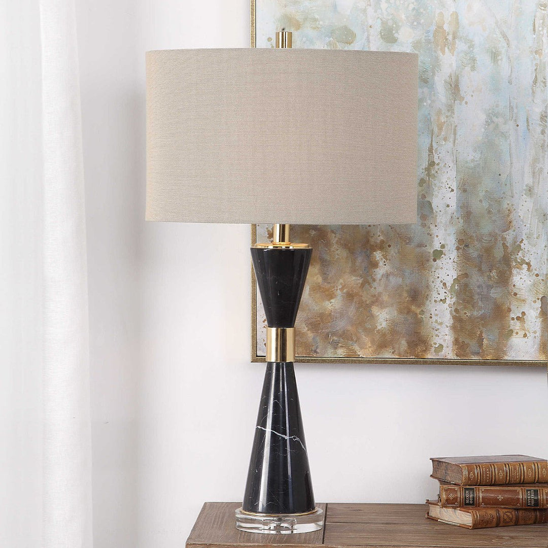 EROS BLACK MARBLE OVAL TABLE LAMP