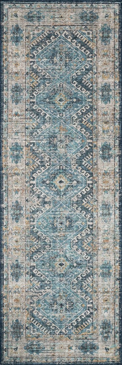 ESME VINTAGE PRINT RUG: DENIM, TEAL