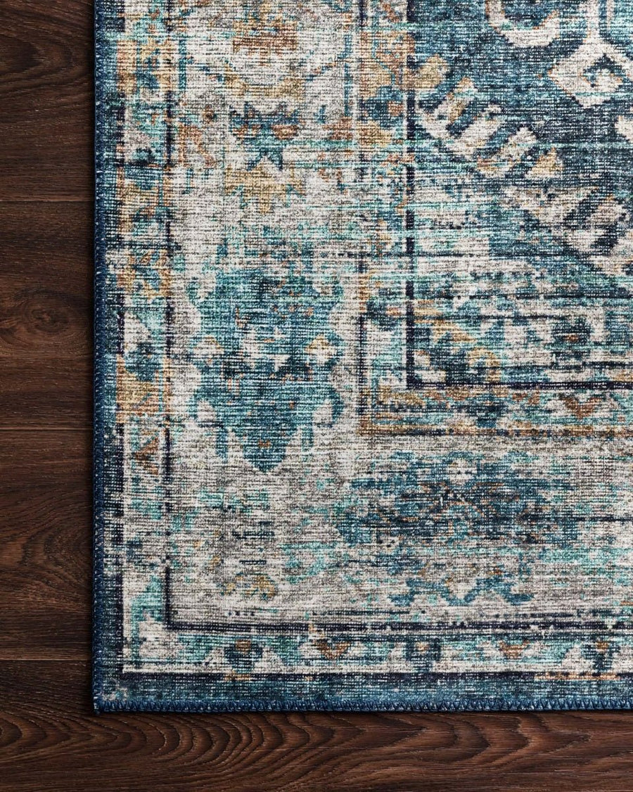 ESME VINTAGE PRINT RUG: DENIM, TEAL