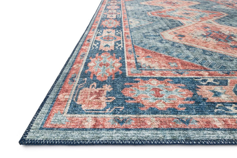 ESME VINTAGE PRINT RUG: TURQUOISE, TERRACOTTA
