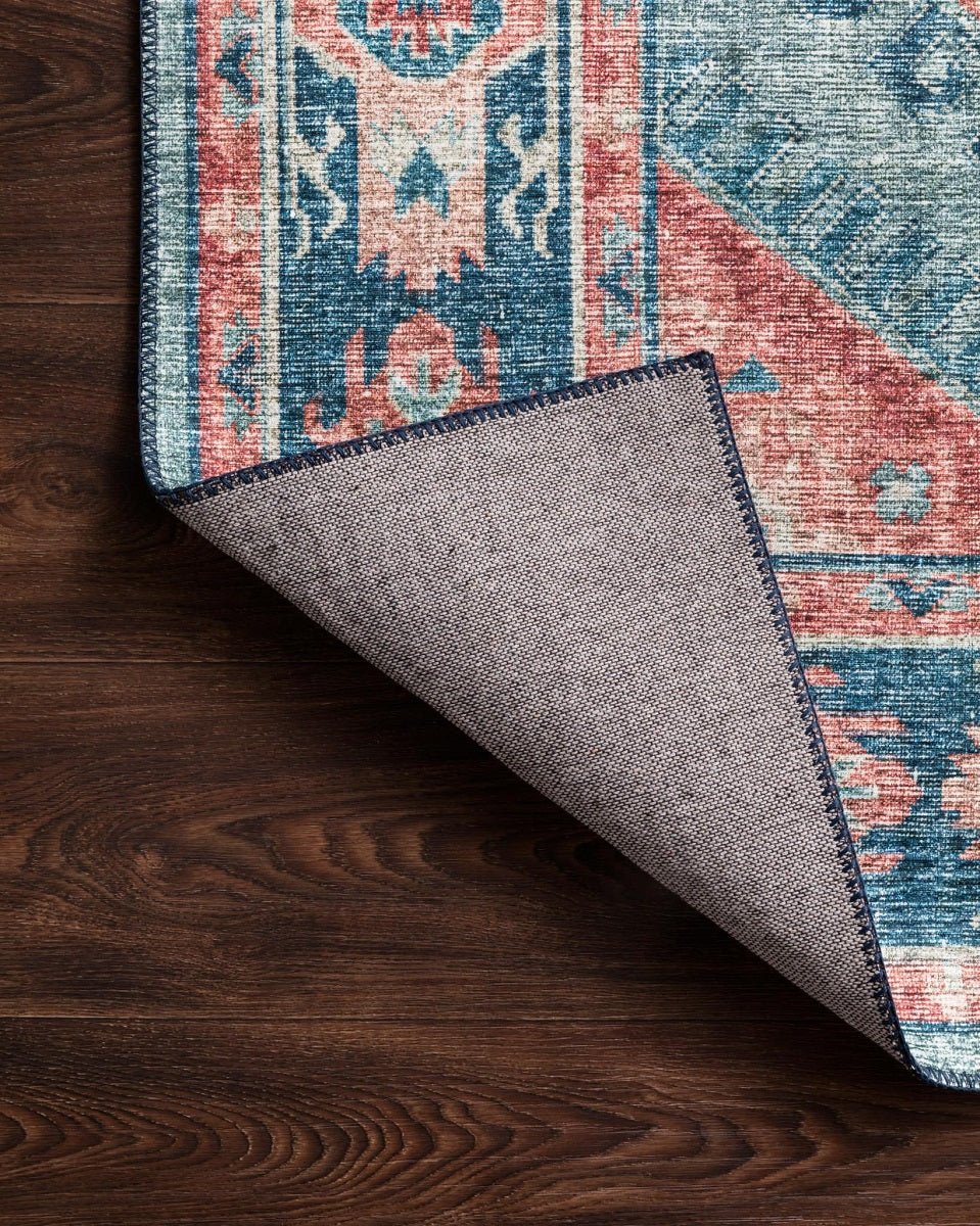 ESME VINTAGE PRINT RUG: TURQUOISE, TERRACOTTA