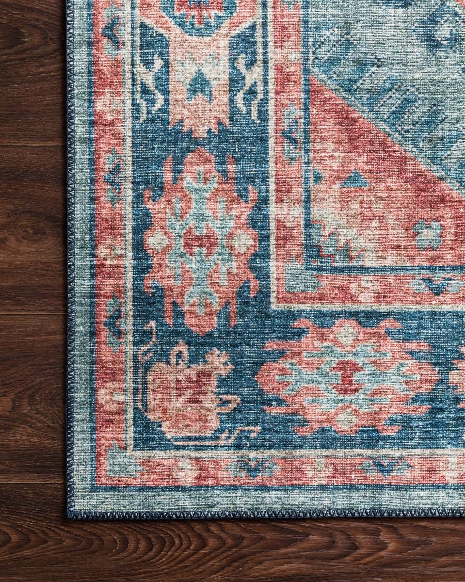 ESME VINTAGE PRINT RUG: TURQUOISE, TERRACOTTA