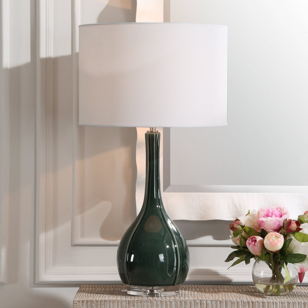 ESSEX GREEN GLASS TABLE LAMP