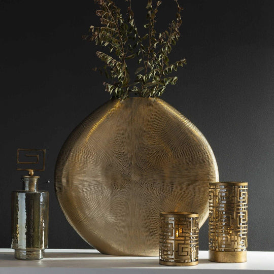 ETCHED GOLD ALUMINUM VASE