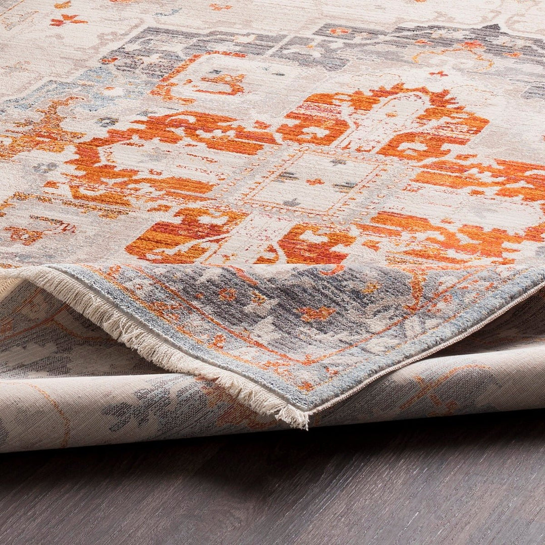 ETTA RUG: GREY, ORANGE