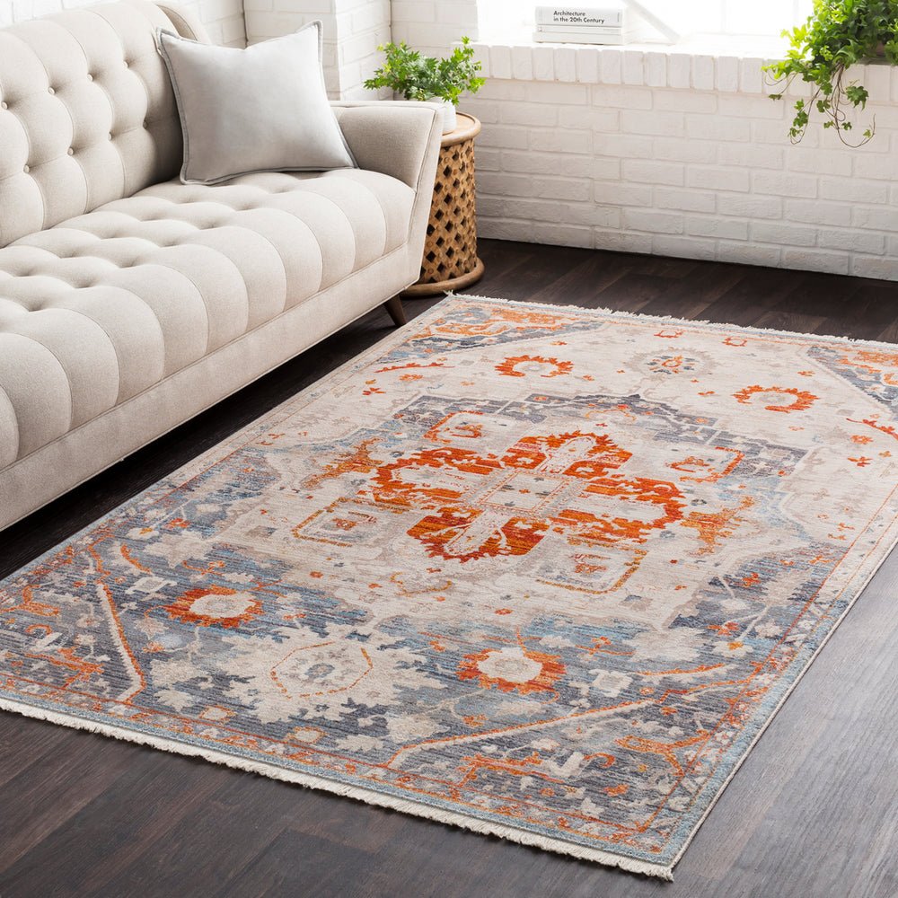 ETTA RUG: GREY, ORANGE