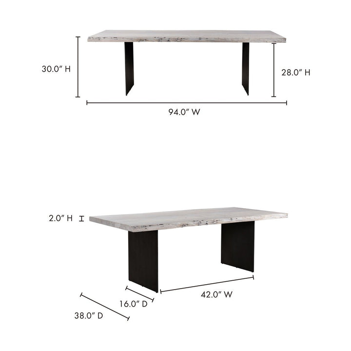 EVANS WHITEWASH LIVE - EDGE DINING TABLE