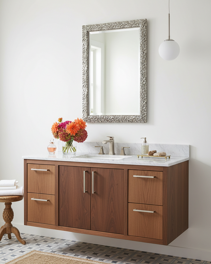 EVE BURNISHED SILVER LEAF VANITY MIRROR