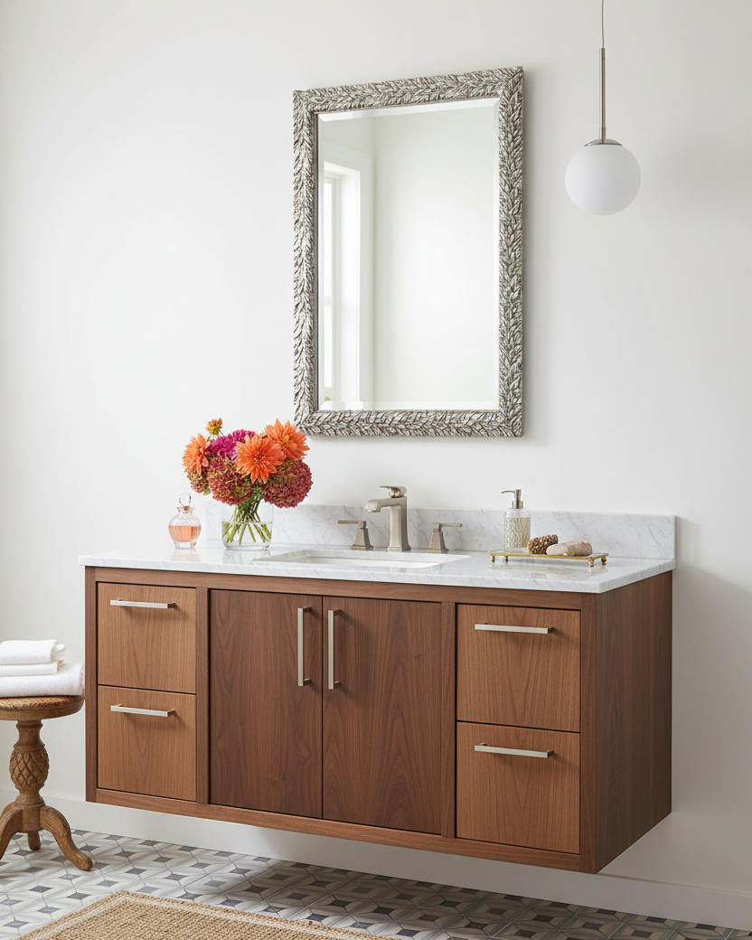 EVE BURNISHED SILVER LEAF VANITY MIRROR