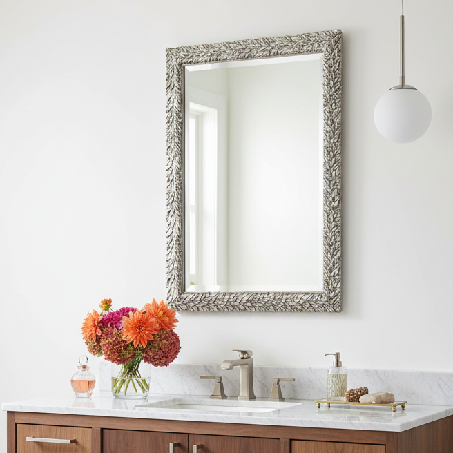 EVE BURNISHED SILVER LEAF VANITY MIRROR