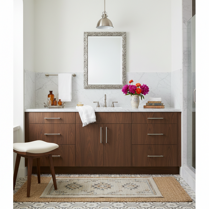 EVE BURNISHED SILVER LEAF VANITY MIRROR
