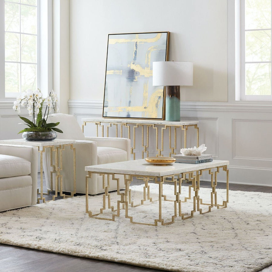 EVERMORE WHITE MARBLE TOP CONSOLE TABLE