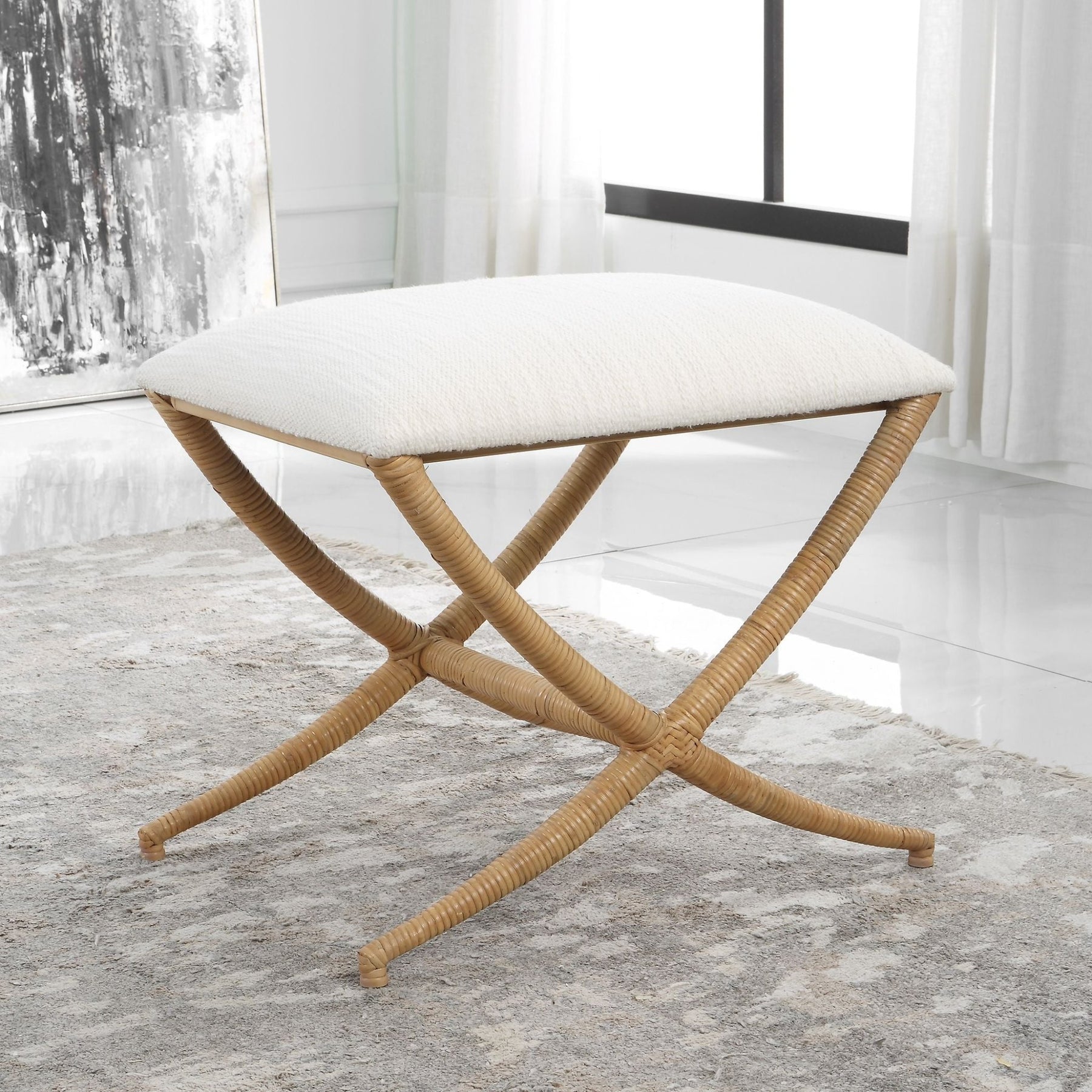 Small Rounded Ratan Bench EXPEDITION RATTAN WRAPPED SMALL BENCH – ShopDesignTap