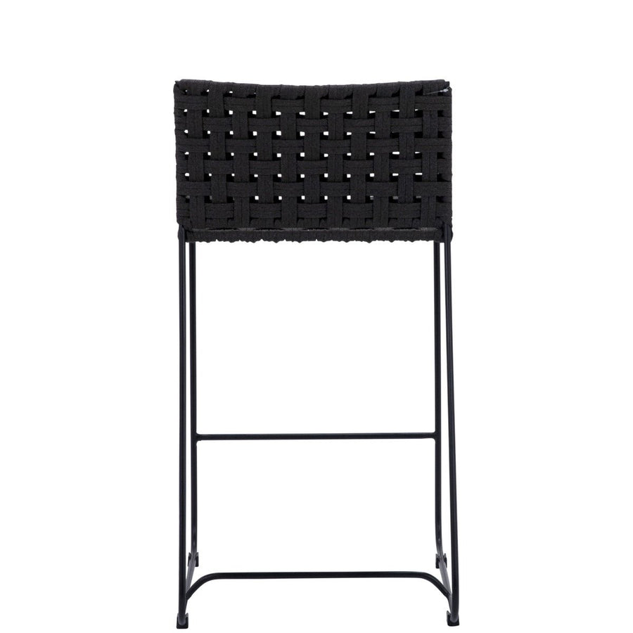 EZRA INDOOR - OUTDOOR ROPE COUNTER STOOL: BLACK | SET OF 2